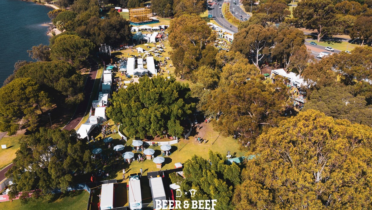 A birds eye view of how event organisers are maximising the unique spaces at Burswood Park.